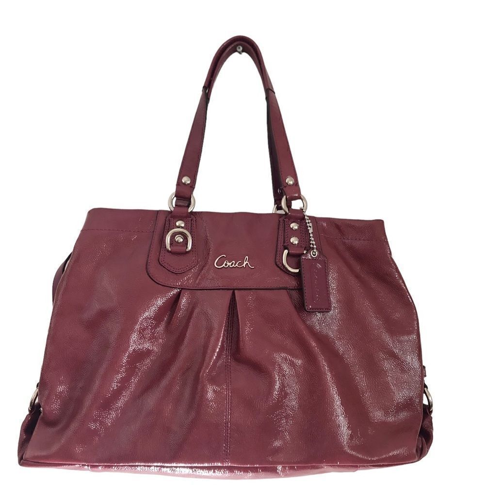 Coach Ashley Patent Leather Shoulder Bag Satchel Purple